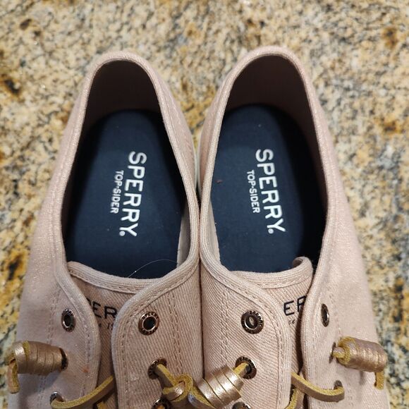 Sperry Sky Sail Metallic Twill Rose Dust Slip On Sneakers Women's Sz 9.5M - Picture 11 of 12